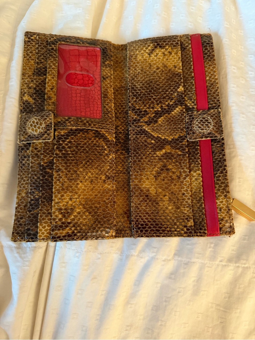 Hammitt Brown Snake-Print Leather Wallet with Gold - Picture 3 of 5